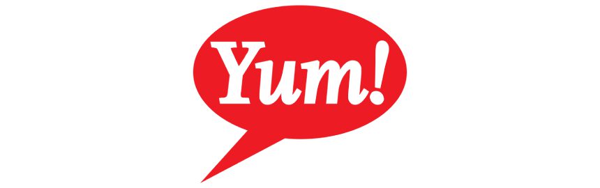 A red bubble with the word yum in it.