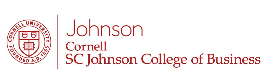 A red and white logo for johnson, cornell & johnson college.