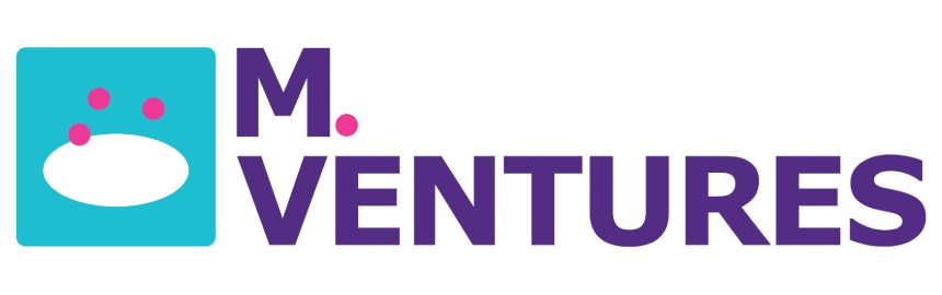 A purple and white logo for the venture.